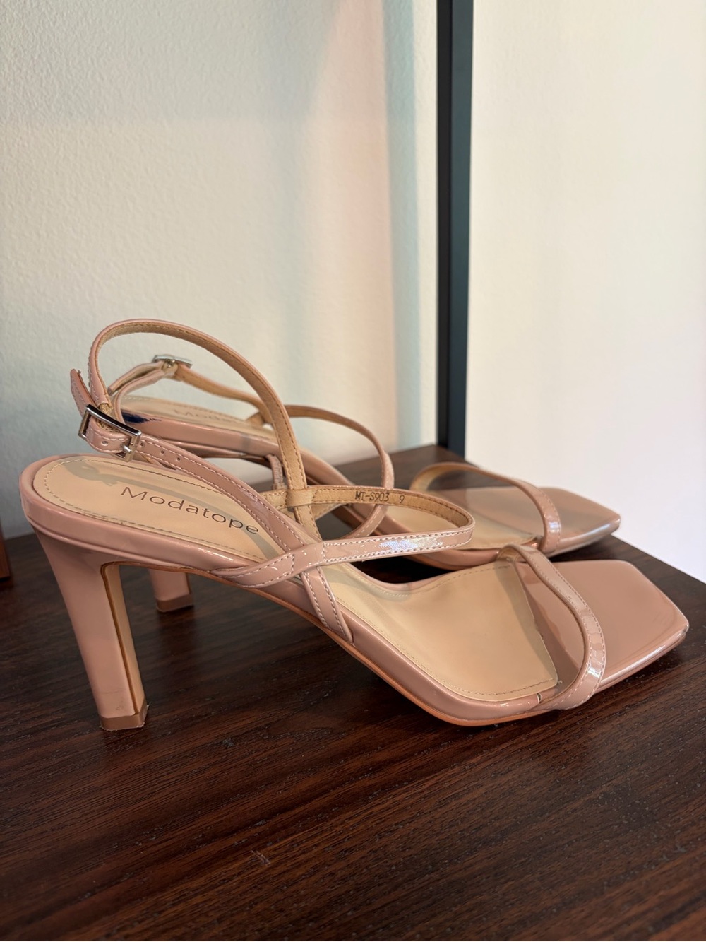 Modatope Nude Patent Strappy Heel